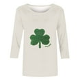 thumbnail image 3 of Felirenzacia Women’s St. Paddy’s Day 3/4 Sleeve Shirt Shamrock Graphic Soft Everyday Undershirt Sweatshirt, Multicolor,XL, 3 of 5