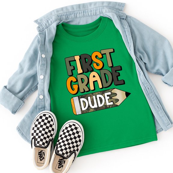 First Grade Dude Shirt Camo Pencil Back to School Tee