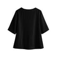 thumbnail image 4 of Mgmyaa Womens Blouses V-Neck Short Sleeve Loose Fit Irregular Hem T Shirts Casual Beach Tops Blouse, 4 of 4
