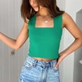 thumbnail image 4 of Vedolay Crop Top Womens Tank Tops V Neck Basic Solid Color Casual Flowy Summer Sleeveless,Green S, 4 of 5