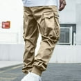 thumbnail image 5 of UVEASISHA Baggy Cargo Pants for Men Casual Street Pants Hipster Wide Leg Parachute Pants with Multi Pockets Khaki M, 5 of 5