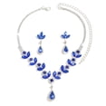 thumbnail image 6 of AEXTO Rhinestone Wedding Jewelry Sets Silver Flower Necklace and Earring Set Prom Costume Jewelry for Brides and Women, 6 of 9