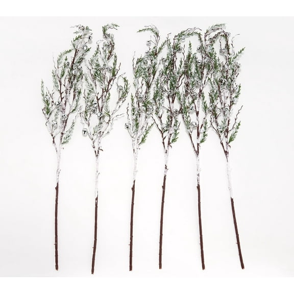 S/6 Snowy Jingle Bell and Pinecone Picks by Valerie in Silver