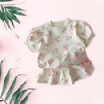 thumbnail image 2 of LWNYDPLSD 2 Piece Cute Sweet Set for Kids Skirts Outfits Toddler Girl Cherry Print Puff Sleeves Tee Tops+Ruffle Summer Skort Skirt Comfy Fashion Spring Sets Baby Girl Clothes 6M-6T, 2 of 6