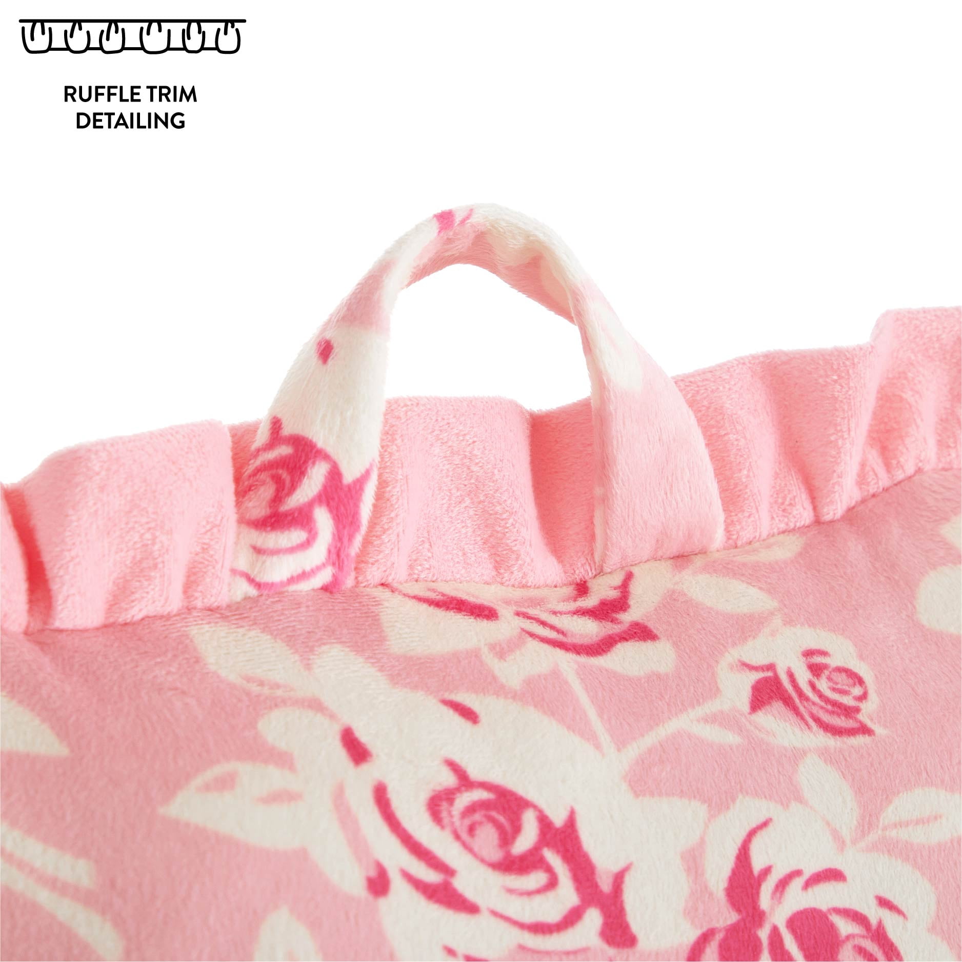 Mainstays Pink Rose Backrest Pillow with Ruffle Trim, 22" H