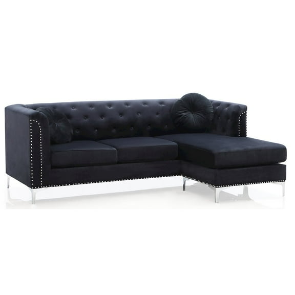 Glory Furniture Pompano Sofa Chaise in Black Color