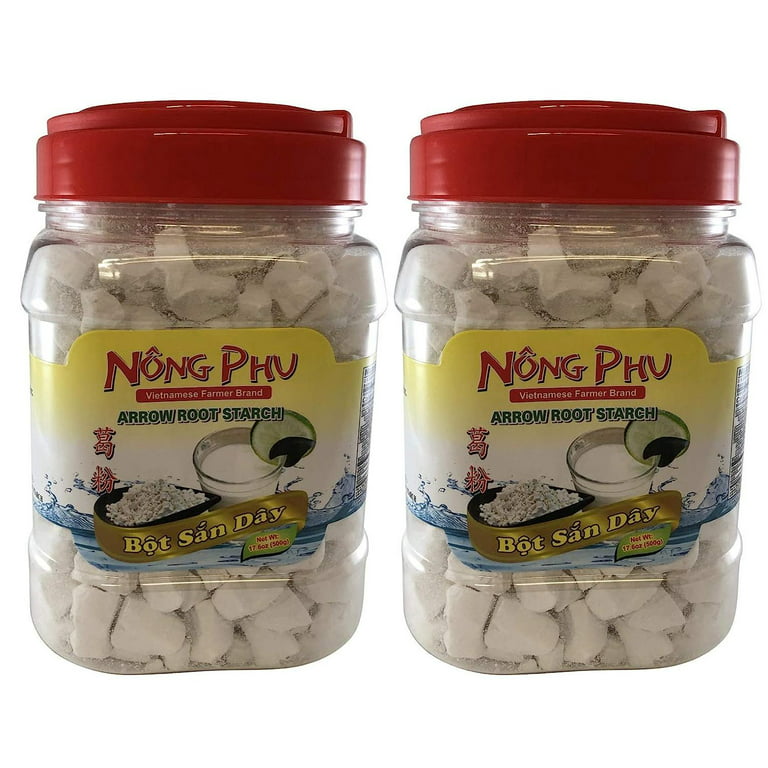Quang Tri Arrowroot Bot San Day Asian Thickener. Snack Sized Chunks of Crunchy Arrow Root Starch, 14 oz JAR.