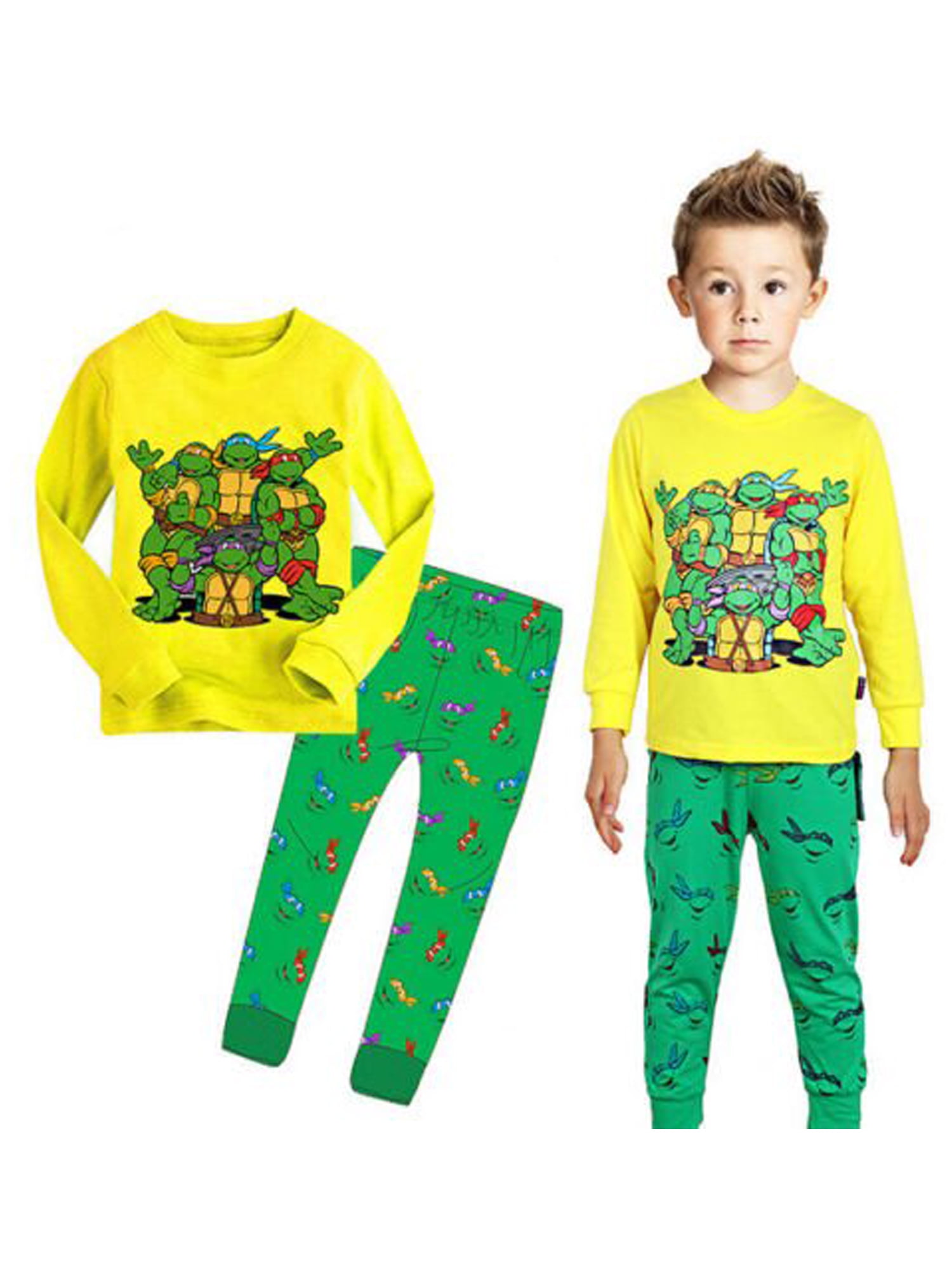 CM-Kid Boys Pyjamas Dinosaur Nightwear Cotton Toddler Clothes Kids Sleepwear Summer Short Sleeve Pjs Sets 2 Piece Outfit for Age 1-7 Years 