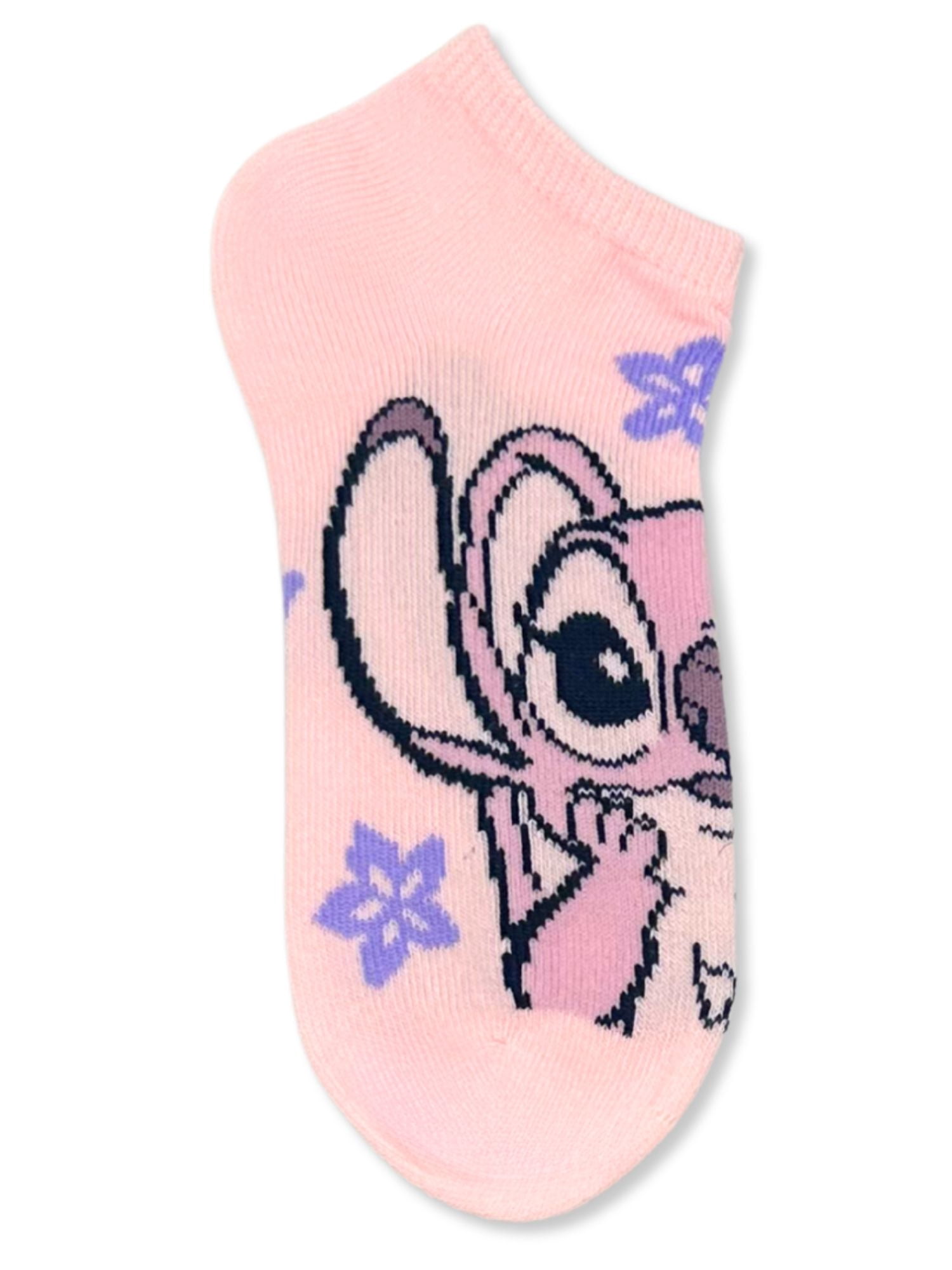Disney Stitch Girls No-Show Socks, 5-Pack, Sizes S/M-M/L