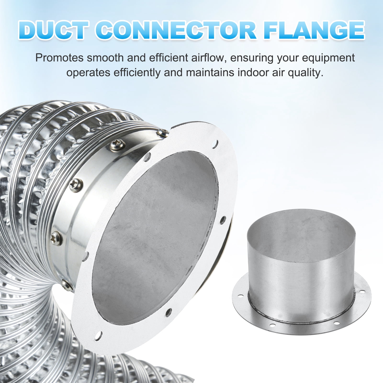 Uxcell Duct Connector Flange (5.9", Silver) -  Galvanised Steel Round Dust Collection Fittings Dryer Vent Exhaust Pipe Hose Flange, Fits Heating Cooling Ventilation HVAC System