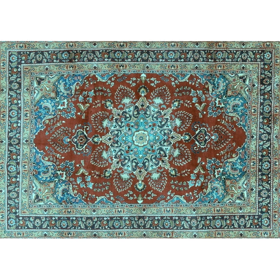 Ahgly Company Indoor Rectangle Medallion Light Blue Traditional Area Rugs, 2' x 3'