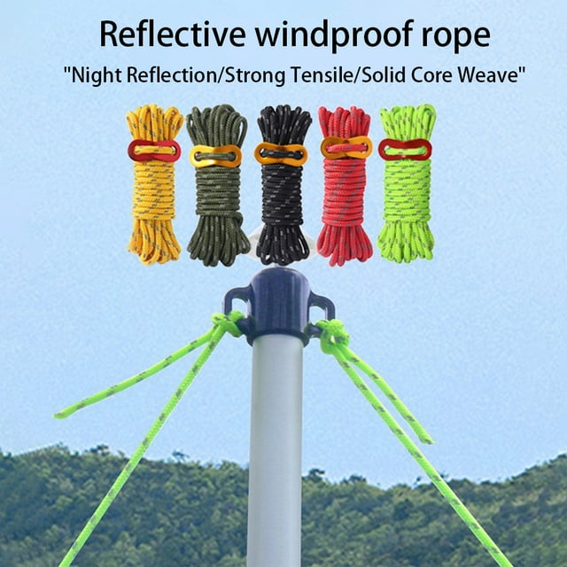 Climbing Rope High-strength Workmanship Alloy Buckle Hiking Windproof Sling Cord String Survival Accessories Paracord Cable Safety Ropes Red