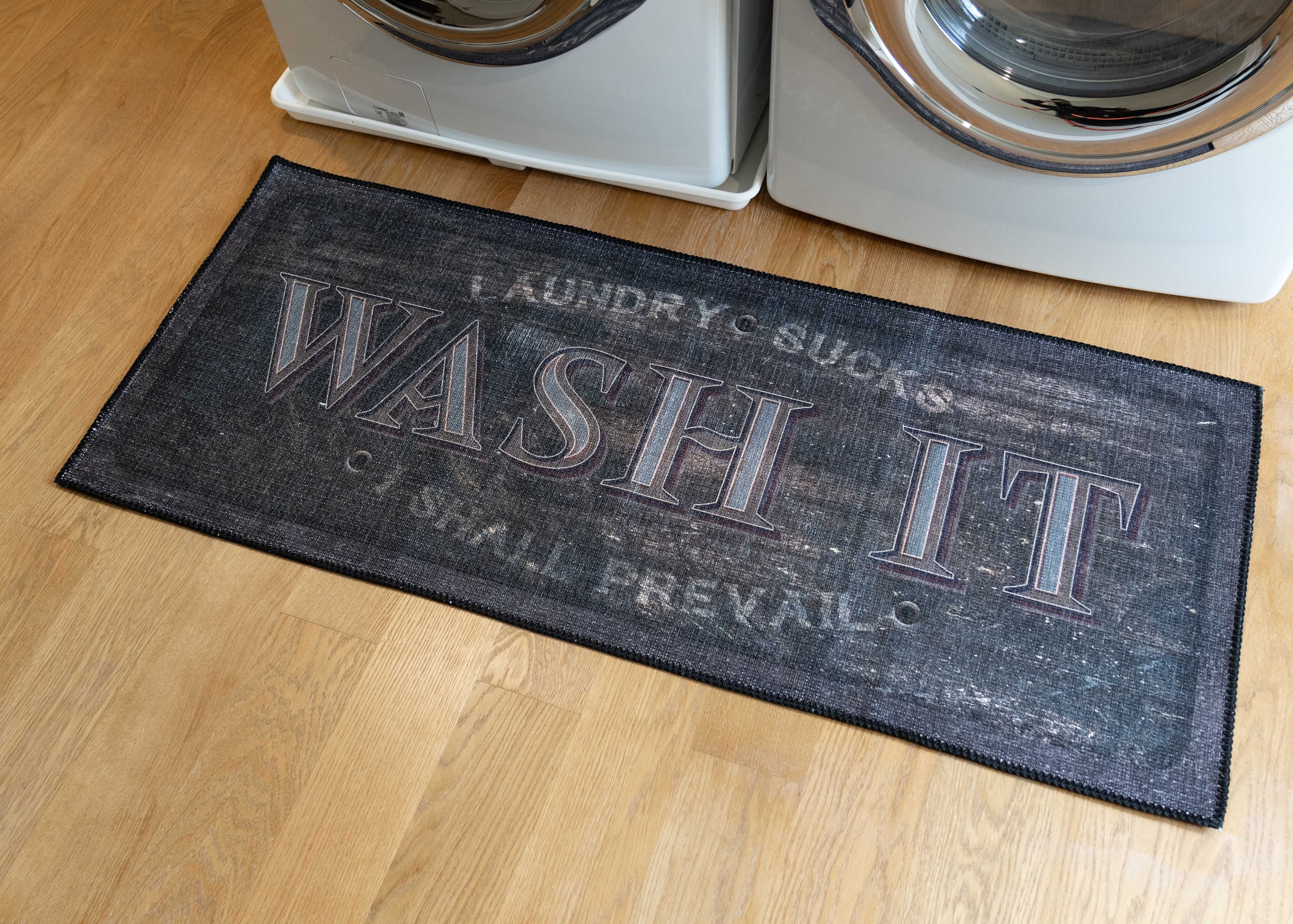 Teal Stain-Resistant Laundry Mat Runner Rug Family-Friendly Durable 20"X59" 
