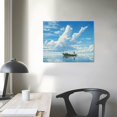 thumbnail image 3 of COMIO Sailboat Wall Art Decor Black and White Sailing Ship at Sunset Picture Canvas Prints Nautical Painting Poster Artwork, 3 of 4