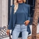 thumbnail image 1 of Camisa de gran tamaño con cuello medio alto para mujer blusas informales traje de trabajo de oficina de gasa, 1 of 9