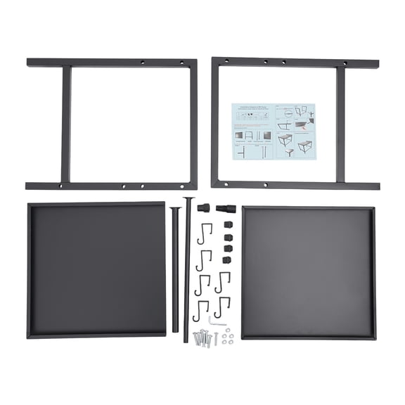 2-Tier Adjustable Extendable Microwave Oven Rack Rectangular Microwave Stand Black Oven Shelf with Practical Guardrail