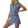 thumbnail image 4 of Shorts Sets for Women 2 Piece Matching Sets Fashion Sleeveless Zipper Romper Jumpsuit Outfit Summer Outfits for Women Casual Summer Streetwear, 4 of 9
