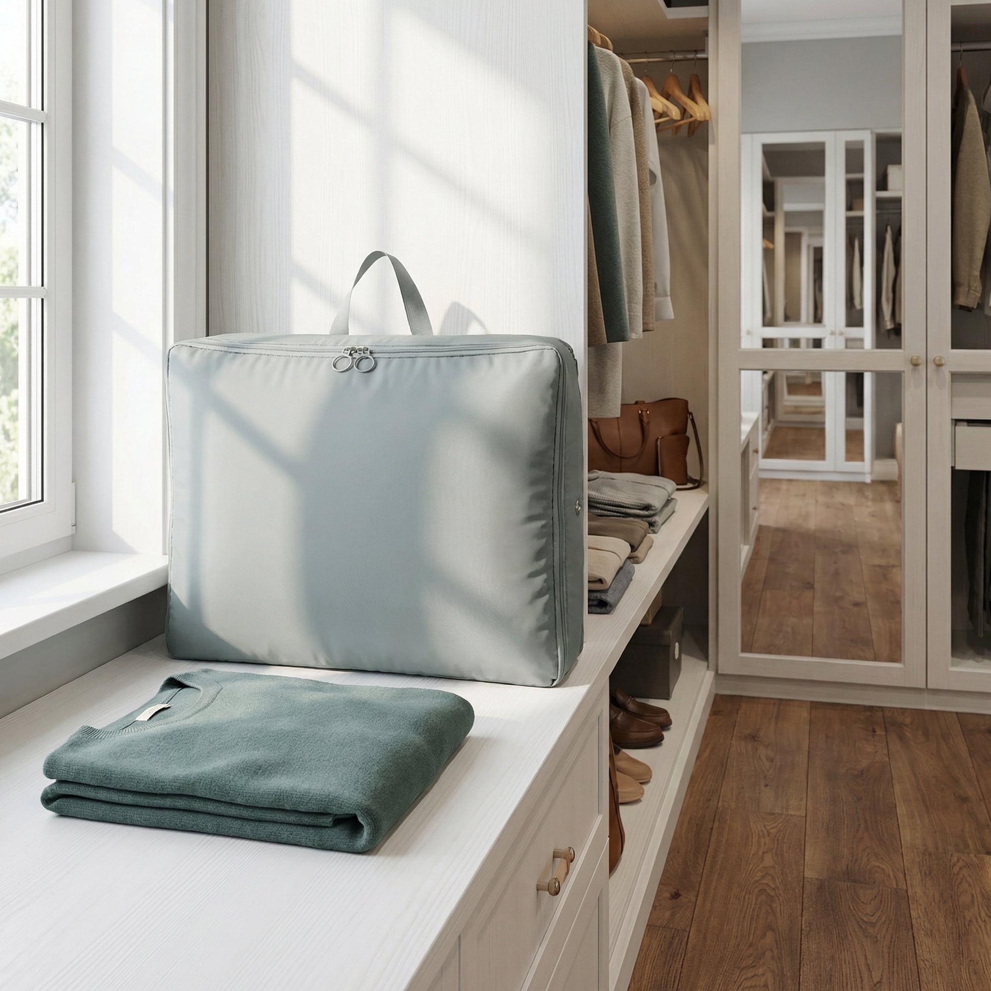 Unique Bargains Foldable Storage Bags Ideal for Organizing Bedroom Grey 15.7"x4.7"x11.8"