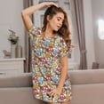thumbnail image 3 of Uemuo Cartoon Owls 1 Pattern Women’s Nightdress – Casual Sleep Shirt, Soft Relaxed Fit Short-Sleeved Cotton Sleepwear for Home, Bedtime, and Lounging, 3 of 6