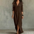 thumbnail image 5 of Gytharion Women's Flowy Maxi Dresses Lapel Long Sleeve Front Slit Dresses Loose Elegant Casual Shirt Dresses, 5 of 7