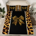 thumbnail image 3 of Feelyou Leopard Print Bowknot Twin Sheet Sets, Brown Cheetah Polkadots Twin Fitted Sheet, Teens Kids Boys Girls Flat Sheet, Ultra Soft Bedroom Decor, 3 Pieces, 3 of 8