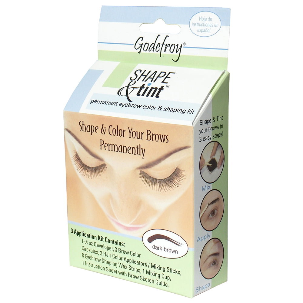 GODEFROY Shape & Tint Permanent Eye Brow Color & Shaping Kit DARK BROWN