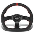 thumbnail image 1 of NRG Innovations RST-024MB-R-RD 3-Spoke Flat Bottom Suede Steering Wheel with Leather Cover + Horn Button, 6X70mm Bolt Pattern,Red Stitching, 1 of 4
