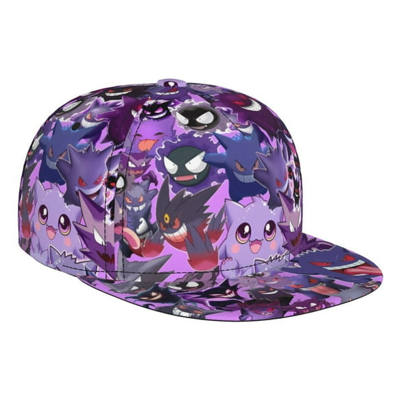 Gengar Baseball Cap For Men, Women & Kids, Classic Flat Brim Hat Hip Hop Trucker Hat Adjustable Snapback Hat