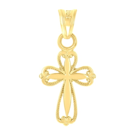 10k Yellow Gold Mens Cross Religious Charm Pendant Pendant Necklace for Men