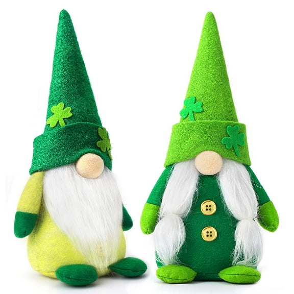 Ayieyill 2Pcs St Patricks Day Decorations Gnome Plush, Green Saint Paddy's Day Elf St. Patricks Day Decor Gift Green (St.Patrick's Day)