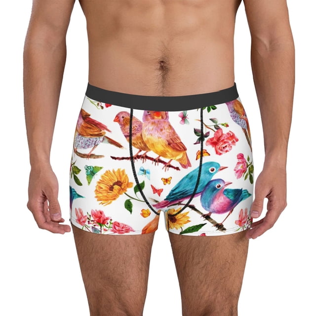 Balery Flowers Birds And Butterflies Calzoncillos bóxer para hombre, ropa interior de algodón suave y transpirable con cinturilla de nailon-XX-Large
