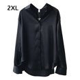 thumbnail image 1 of Blusa de mujer Camisa holgada de manga larga de satén Retro Girl Casual Top, Negro, XXL Vogacara AP001166-23B, 1 of 7