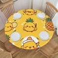 thumbnail image 2 of Cute Smiley Pineapple Yellow Round Fitted Tablecloths Table Covers Wipeable Waterproof Elastic for Kitchen Dinning Parties Wedding Picnic Medium Fits 45-50 Inch Table Size, 2 of 5