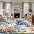 thumbnail image 3 of Coastal Sea Turtle Area Rug 5x7 FT, Non Slip Bedroom Throw Carpet, Rustic Vintage Nautical Starfish Coral Washable Soft Floor Carpet Non-Shedding Rug for Dining Room Bedside Classroom Desk, 3 of 9