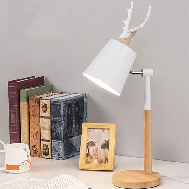 Adjustable Wooden Desk Lamp with LED Light for Home Office Bedside Reading and Study Room