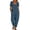 #0102-Blue, variant on Pounoo Jumpsuits for Women U Neck Button Front Short Sleeve Pocket Detail Loose Fit Overalls Casual Wear Comfortable Bottoms