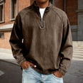 thumbnail image 2 of Hombres Zip Up Sudadera con Capucha de Pie Cuello Lavado Denim Afligido Medio Cremallera Manga Larga Casual Superior Poliéster Mezcla Chaqueta, 2 of 8