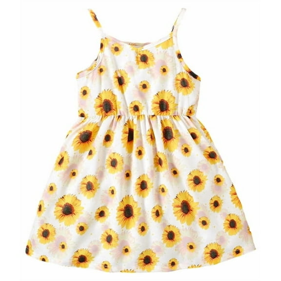 GEYEHUG Girls Summer Dress Spaghetti Strap Sunflower Dresses