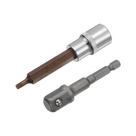 

Uxcell M5 Spline Bit Socket 1/2 Square Drive 4 Length with Hex Shank Power Drill Adapter