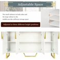 thumbnail image 6 of Historyli 60 Inch Sideboard Buffet,4 Doors Modern Kitchen Storage Cabinet with Marble Sticker Tabletop,Metal Legs for Dining Living Room Entryway,White, 6 of 7