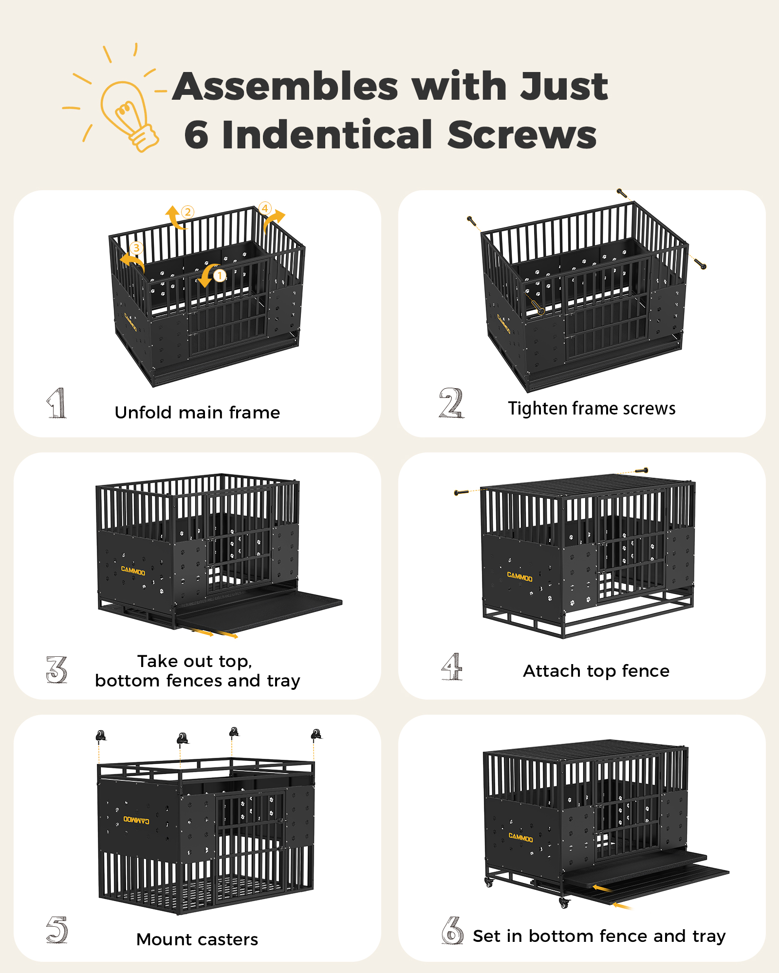 CAMMOO 48-Inch Foldable Heavy Duty Dog Crate for Large Dogs photo 3