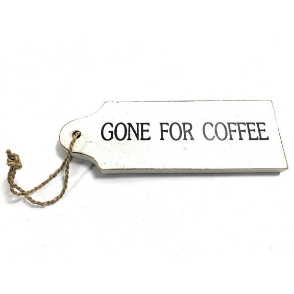 Gone For Coffee Door Tag Wood Sign 9" - Rustic Coastal | #snd25059
