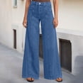 thumbnail image 2 of ClodeEU Women's High Waisted Wide Leg Flare Jeans , Loose Vintage Y2K Casual Comfort Baggy Denim Pants Blue,Womens Plus S, 2 of 9