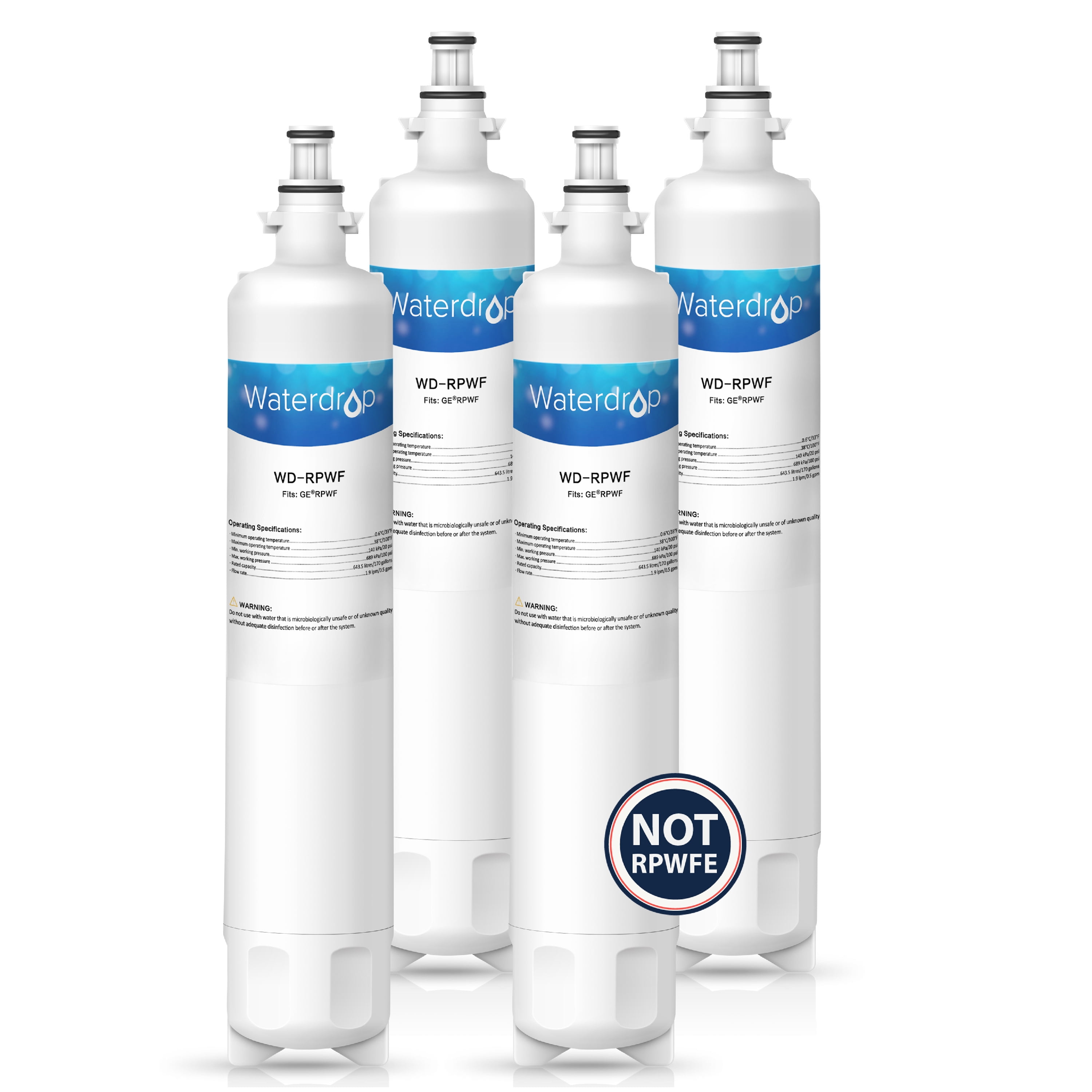 Compatible with GE RPWF Waterdrop NSF 53&42 Certified Refrigerator Water Filter Advanced WDS-RPWF Not RPWFE