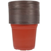 BESTOYARD 50Pcs Brown Plastic Grow Pots with Drainage for Indoor and Outdoor Plant Supplies