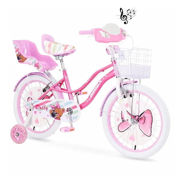 Bicicleta R12 Bimex Dolly con Luz y Sonido Rosa/Blanco