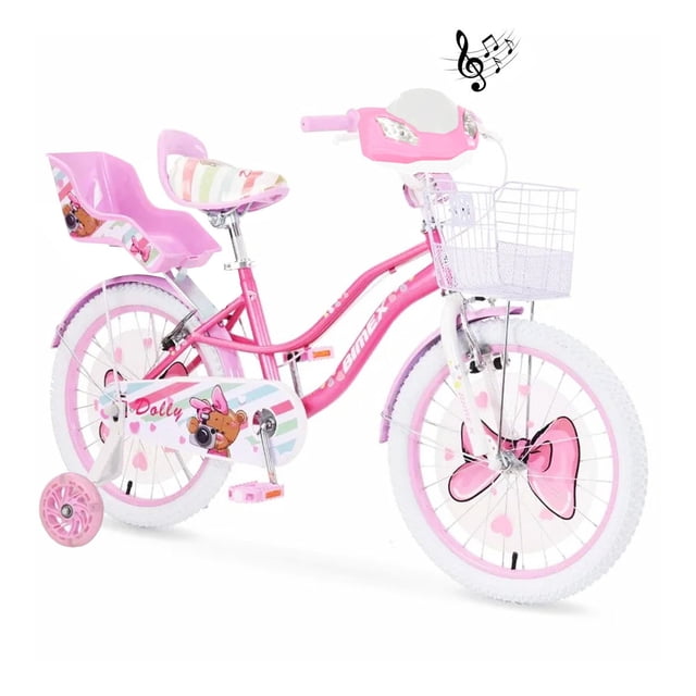 Bicicleta R12 Bimex Dolly con Luz y Sonido Rosa/Blanco