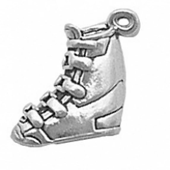 Sterling Silver 30" 1mm Box Chain Ski Boot Pendant Necklace