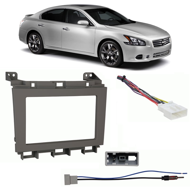 Fits Nissan Maxima 20092014 Double DIN Harness Radio Install Kit Gray Dash
