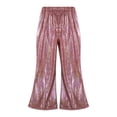 thumbnail image 3 of MSemis Girls Shiny Metallic Flare Pants Bell Bottom Wide Leg Trousers Dancewear, 3 of 7